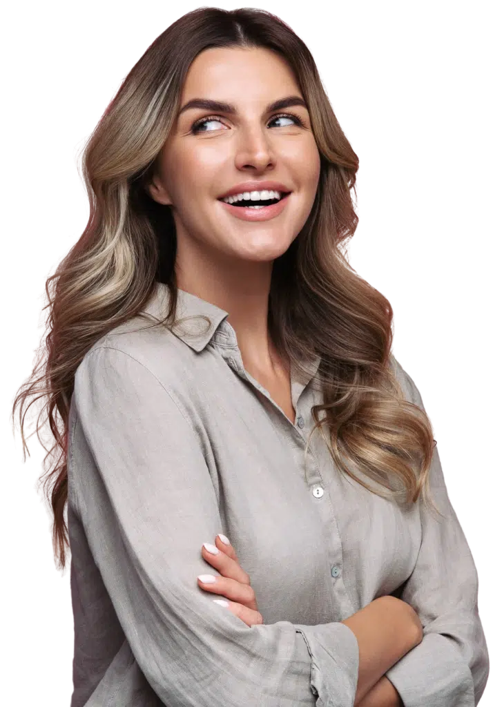 female patient smiling after getting veneers in fort worth