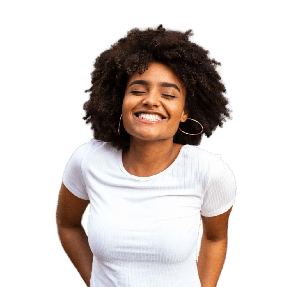 female patient smiling after visiting a dentistry in Fort Worth for teeth whitening