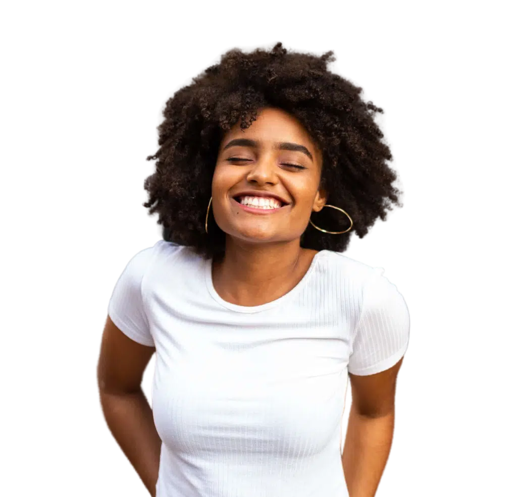 female patient smiling after visiting a dentistry in Fort Worth for teeth whitening